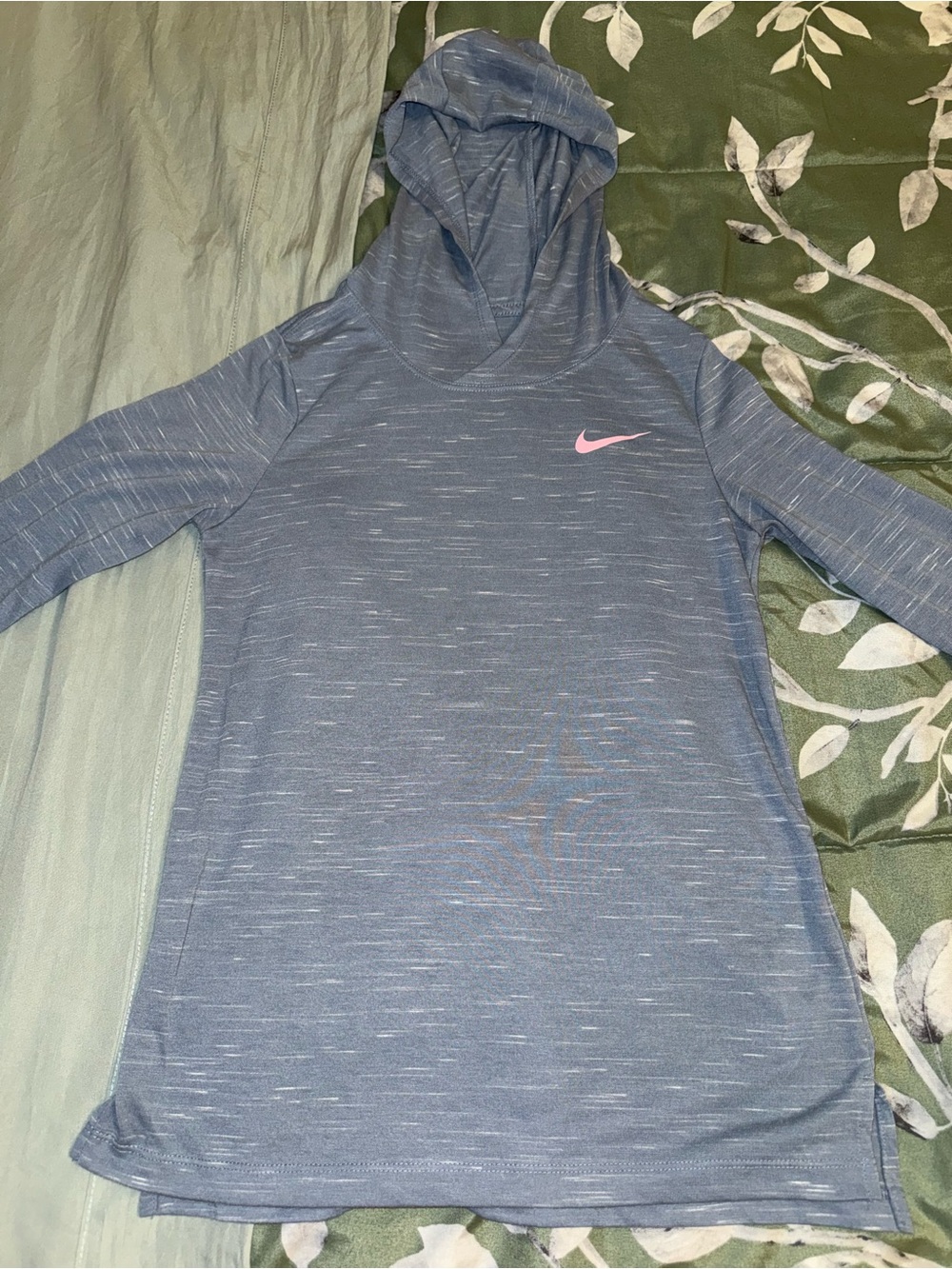 Nike Dri-Fit Heather Blue Hooded Active Tunic with Pink Swoosh